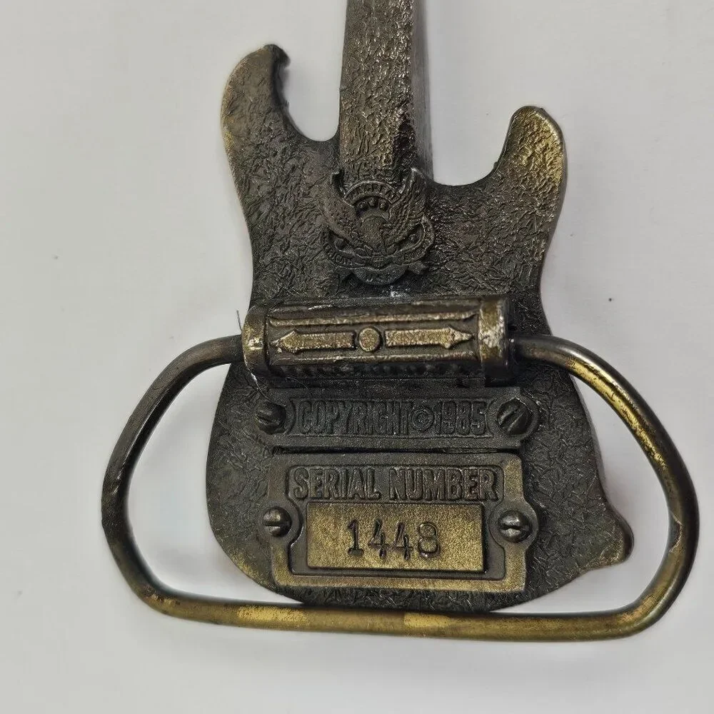 Belt Buckle Electric Guitar Red Enamel VTG 80s The Great American Buckle Company